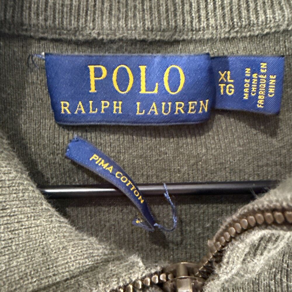 Polo Ralph Lauren 1/4 Zip Green Pullover Mens Sz XL Pima Cotton Preppy Old Money - Picture 3 of 13